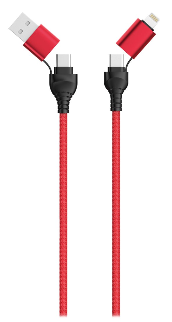2GO Cable Datos USB / Type C 4IN1 Red 120CM