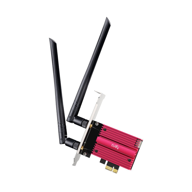 Cudy Adapter Network PCIE Tribanda Wi-Fi 7 BE9300 - Bluetooth 5.4 - Disipador Thermal - Black/Red