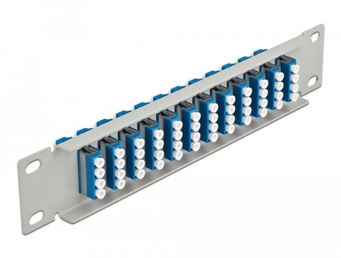 Delock 66796 Panel Connection Fibre Optic 10 12 Ports Lc Quad Blue 1U Grey