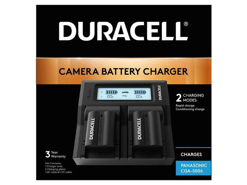 Duracell LED Dual Dslr Battery Charger For Panasonic CGA-S006 DRP6116