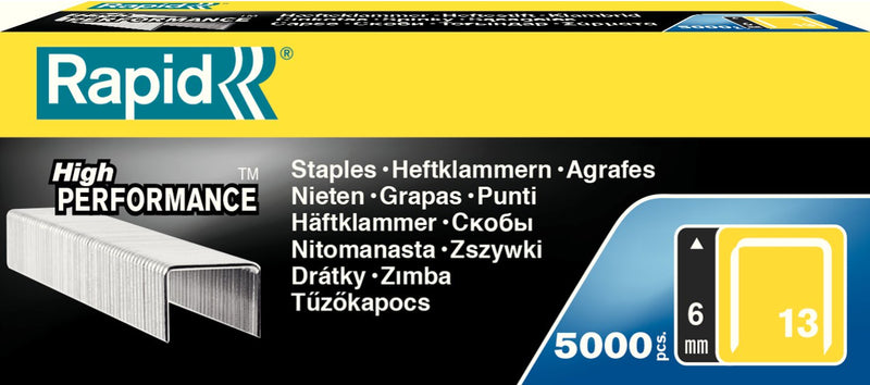 Rapid Box Of 5000 Staples Nº13 - Alambre Duro High Yield - Patilla 6MM