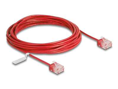 Delock RJ45 Network Cable CAT.6 UTP Ultra Slim 5M Red With Kurzen Machon — image 1