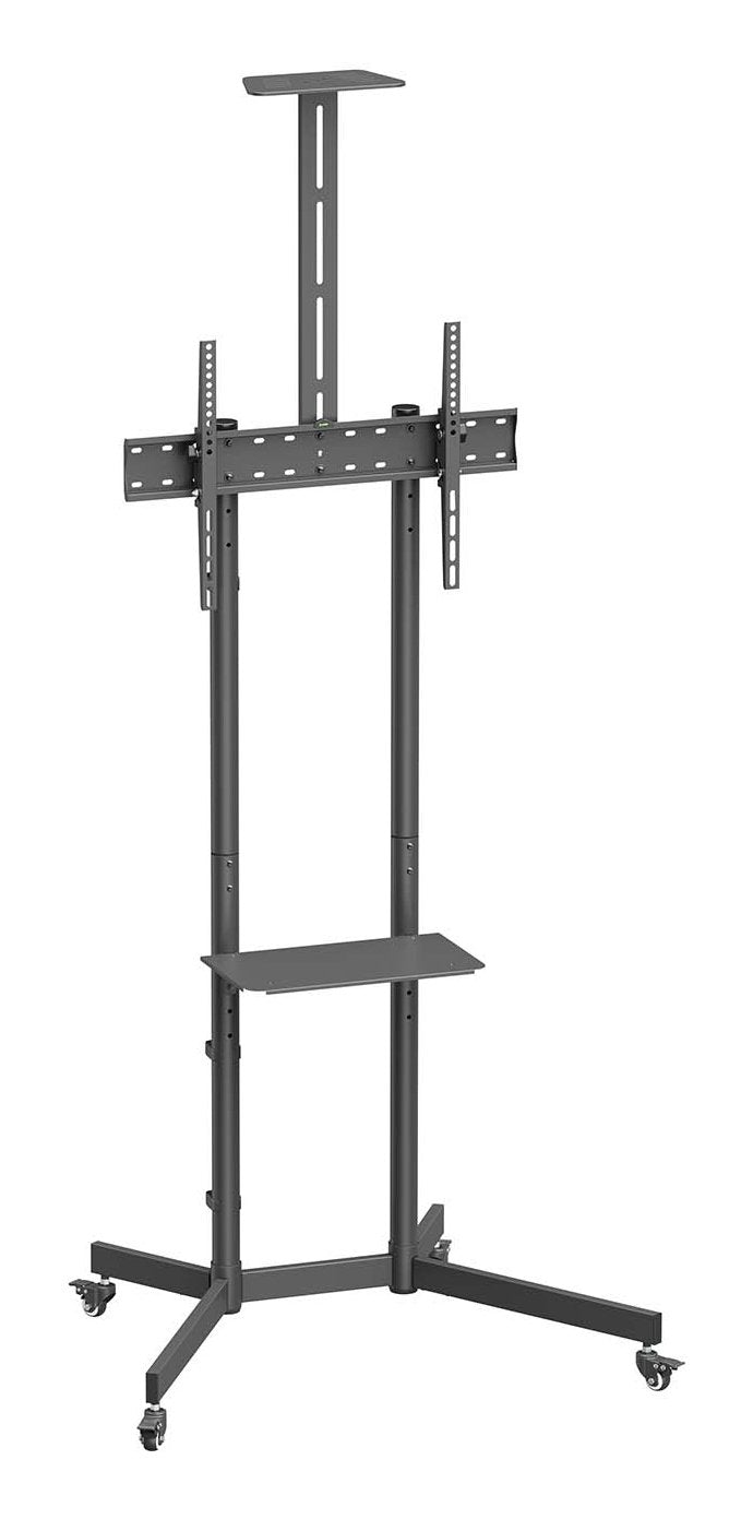 Aisens Stand Floor Eco With Wheel Tray Dvd And Stand Camera Monitor/TV 45KG 37-70, Black