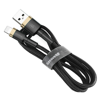 Baseus Cable Charging / Datos USB Cafule Lightning 2.4A 1M, Dorado-negro — image 1
