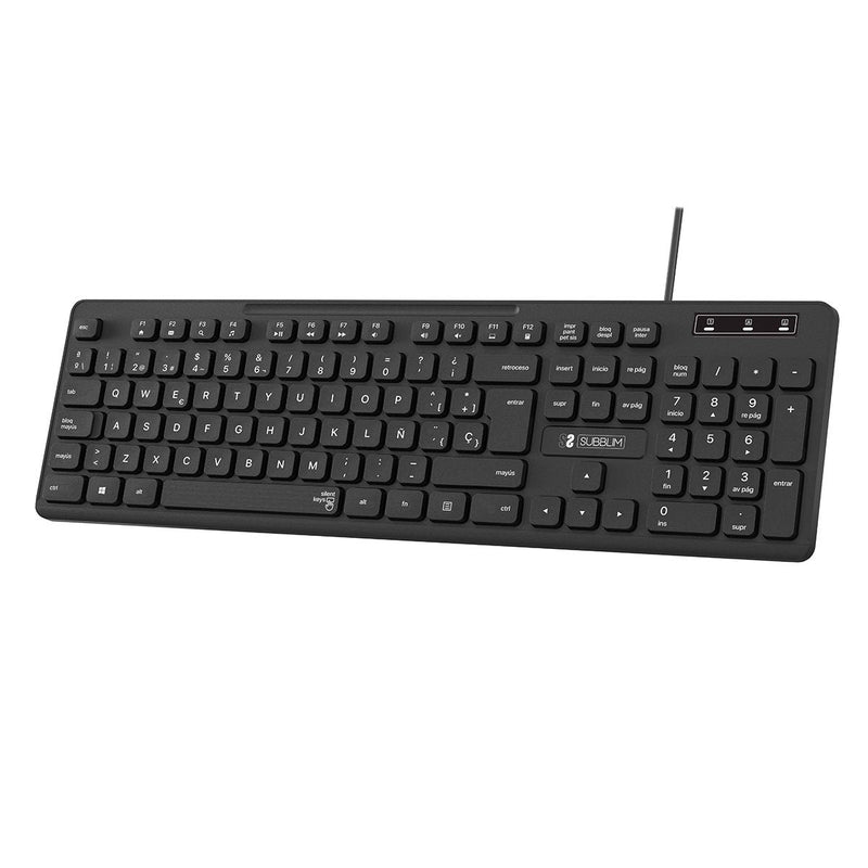 Subblim Keyboard Spanish Business Slim Quiet Black