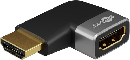 Goobay 72010 Hdmi™ Angled Adapter 90° Horizontal, 8K @ 60 Hz, Gold-plated, Black, Silver — image 1
