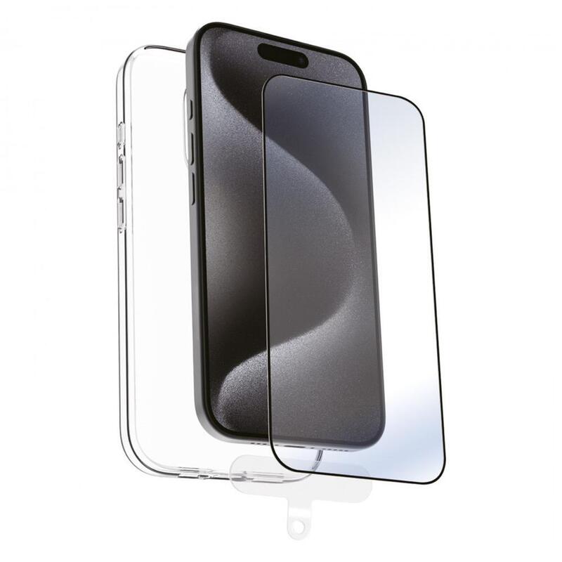 Muvit Case Recycletek Apple Iphone 16 Pro Transparent + Protector Glass Tempered Frame Black