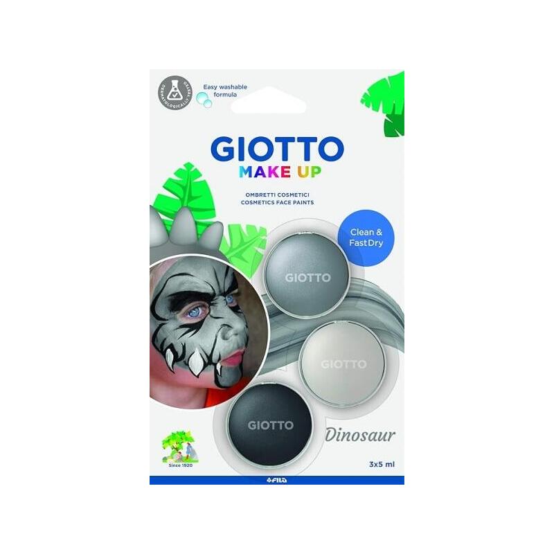 Giotto Make Up Dinosaur Pack With 3 Maquillajes Faciales Tematica Dinosaurio - Se Lava With Water - Dermatolog