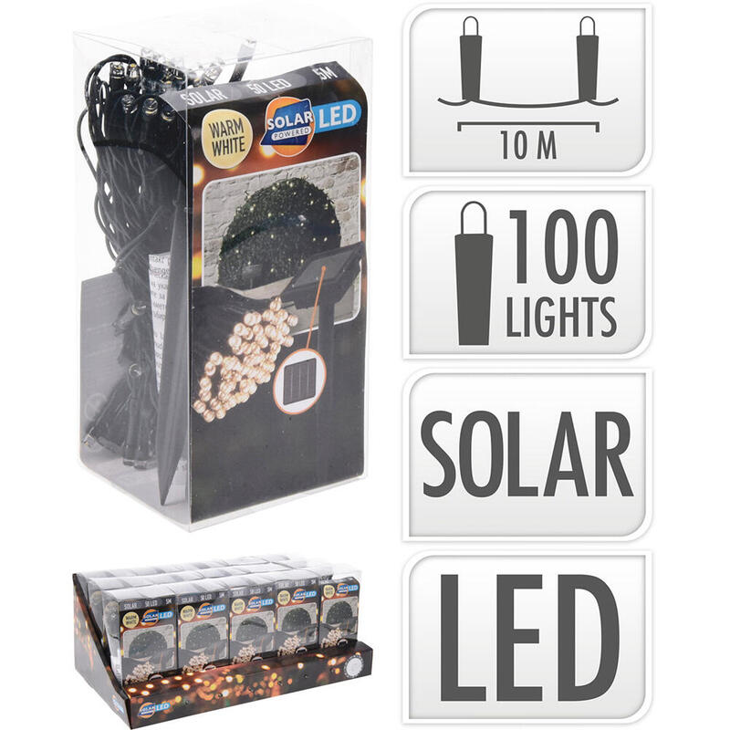 Guirnalda LED, Blanco Cálido, IP44, 50 LED Solar, 5M. Basics