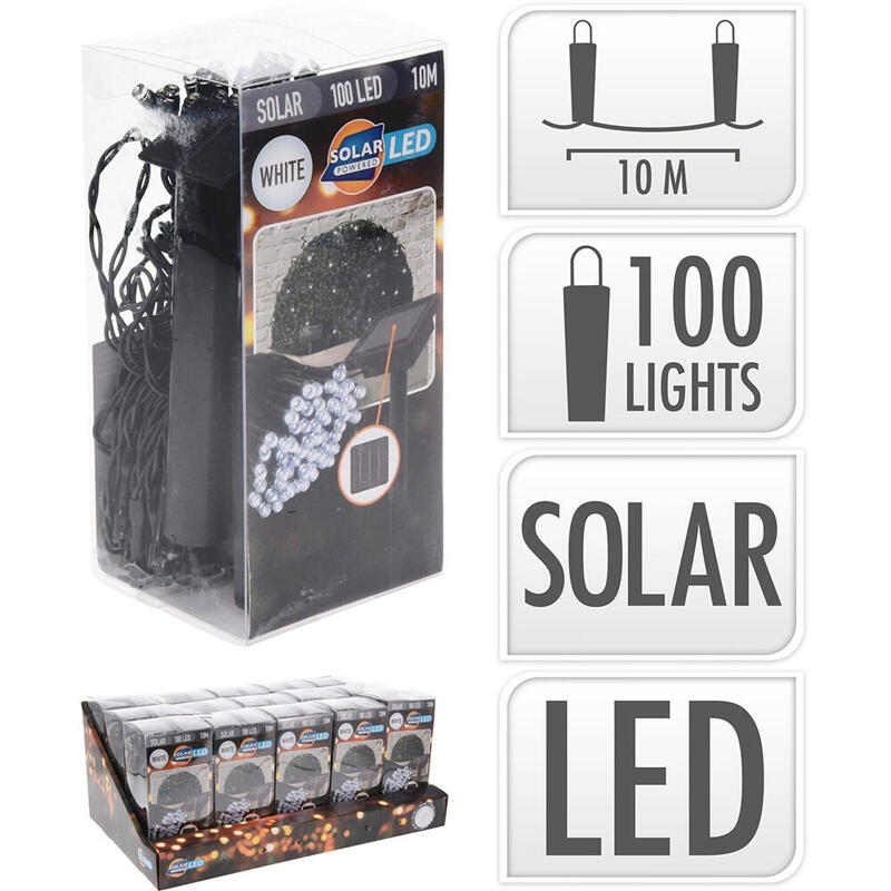 Guirnalda LED Solar, Blanco Cálido, 100 LED 10M.