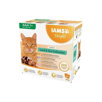 Iams Delights Land & Sea Collection In Gravy Box – Comida Húmeda Gato – 8X85G — image 1