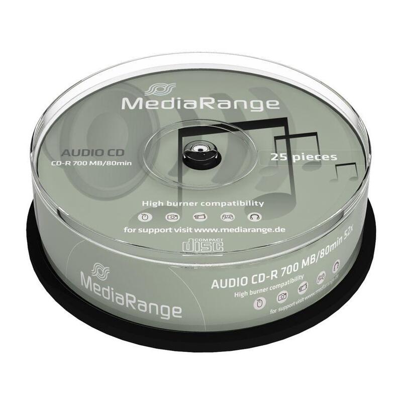 Mediarange Cd-r Audio 700PLACA Base 80MIN 48X 25ER Cakebox