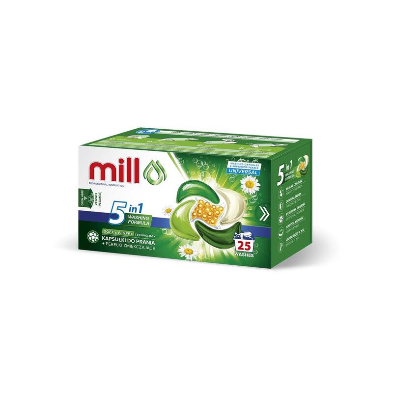 Mill Pro Cápsulas 5K Lavar + Perlas Suavizantes Universal 25 Units (paquete Colectivo 8 Units