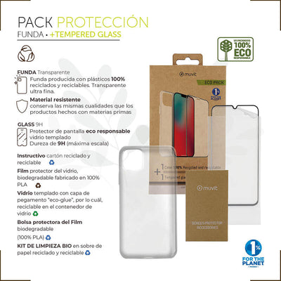 Muvit For Change Case Compatible With Apple Iphone 14 + Screen Protector Glass Tempered Flat Frame Black — image 1