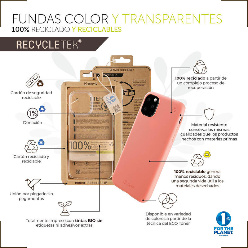 Muvit For Change Case Recycletek Compatible With Apple Iphone 14 Plus Transparent