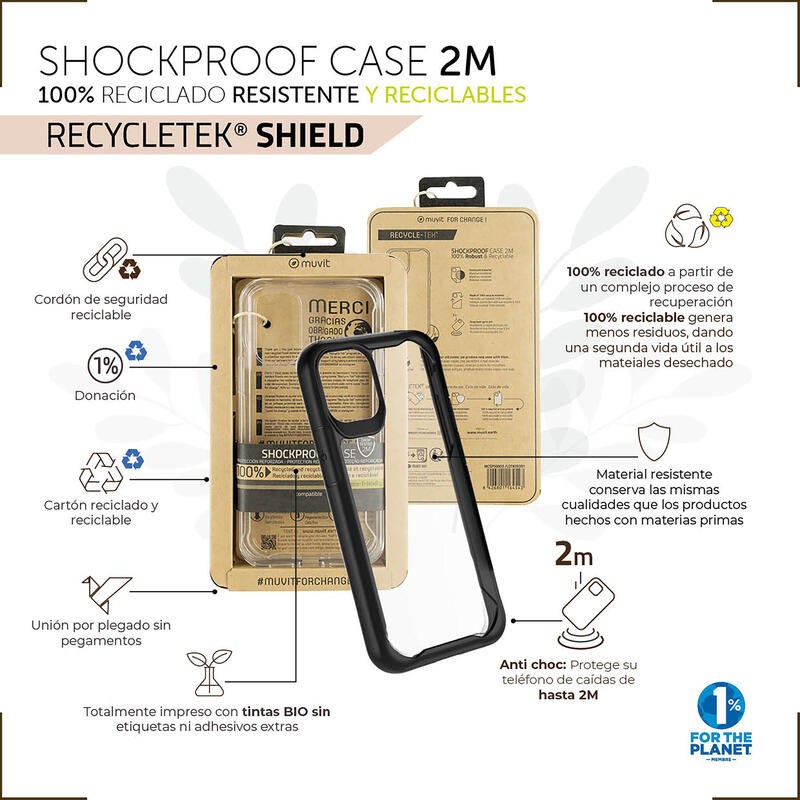 Muvit For Change Case Shockproof 2M Compatible With Apple Iphone 14 Plus Transparent