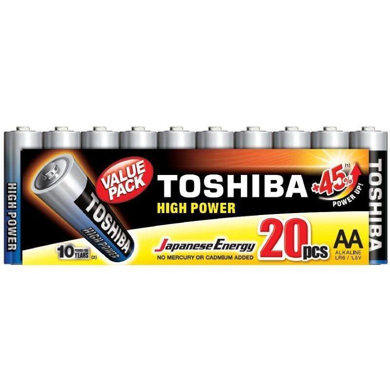 Toshiba Pack 20 Batteries Aa High Power LR6 1.5V Alcalinas