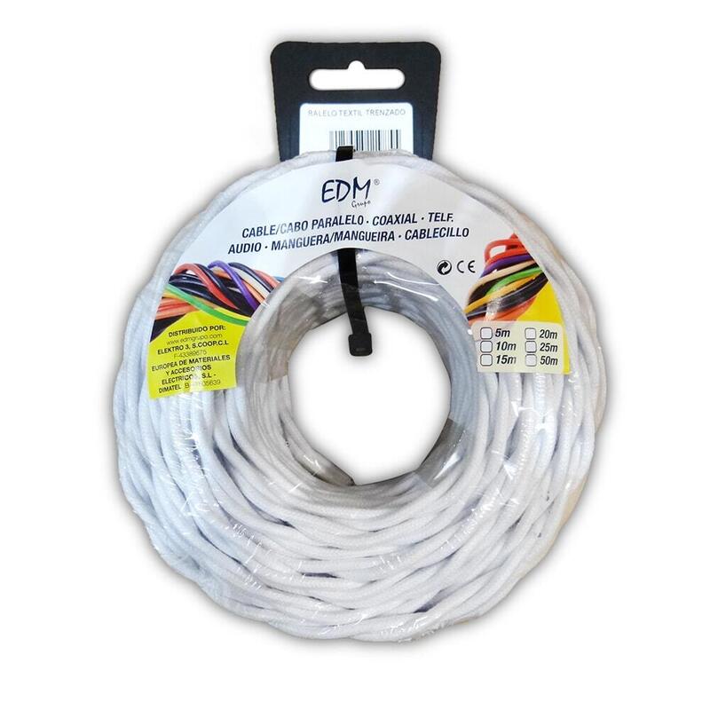 Paralelo Textil Trenzado 2X1MM White 25M