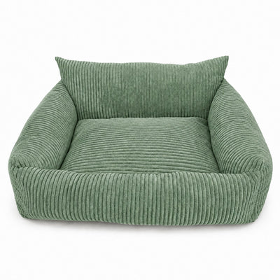 Lodie Corduroy Memory Foam Dog Sofa – Olive Green, M