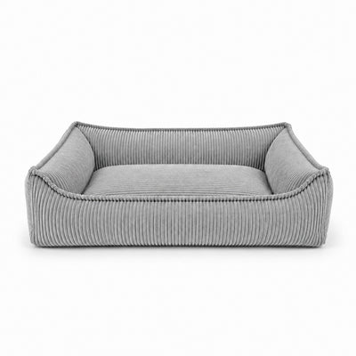 Nino Corduroy Dog Basket Bed with Removable Cover – Cloud Grey, L