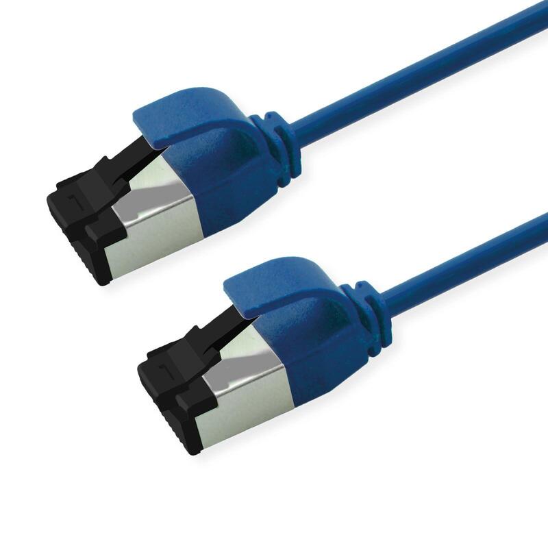 Roline S FTP Network Cable KAT.8.1, Slim, PoE, Azul 0,3M