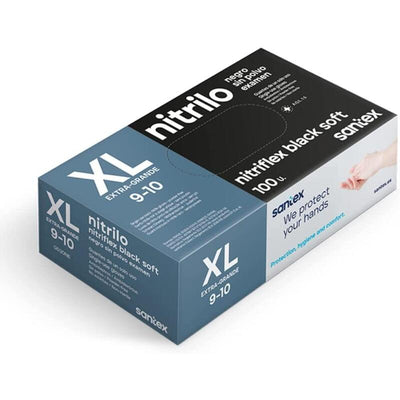 Santex Nitriflex Black Soft Pack 100 Gloves Nitrilo Examen Size XL - Without Polvo - Libre Latex - Ambidiestro — image 1