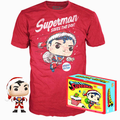 Set Figure Pop & Tee DC Comics Superman Exclusive Flocked Size S — image 1