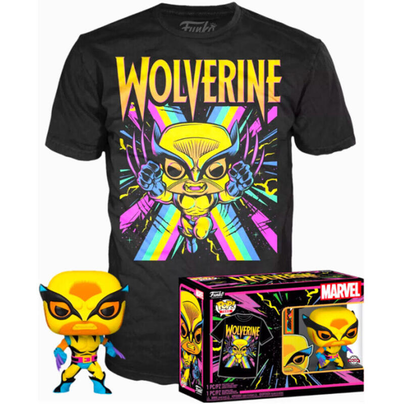 Set Figure Pop & Tee Marvel Wolverine Black Light Size S
