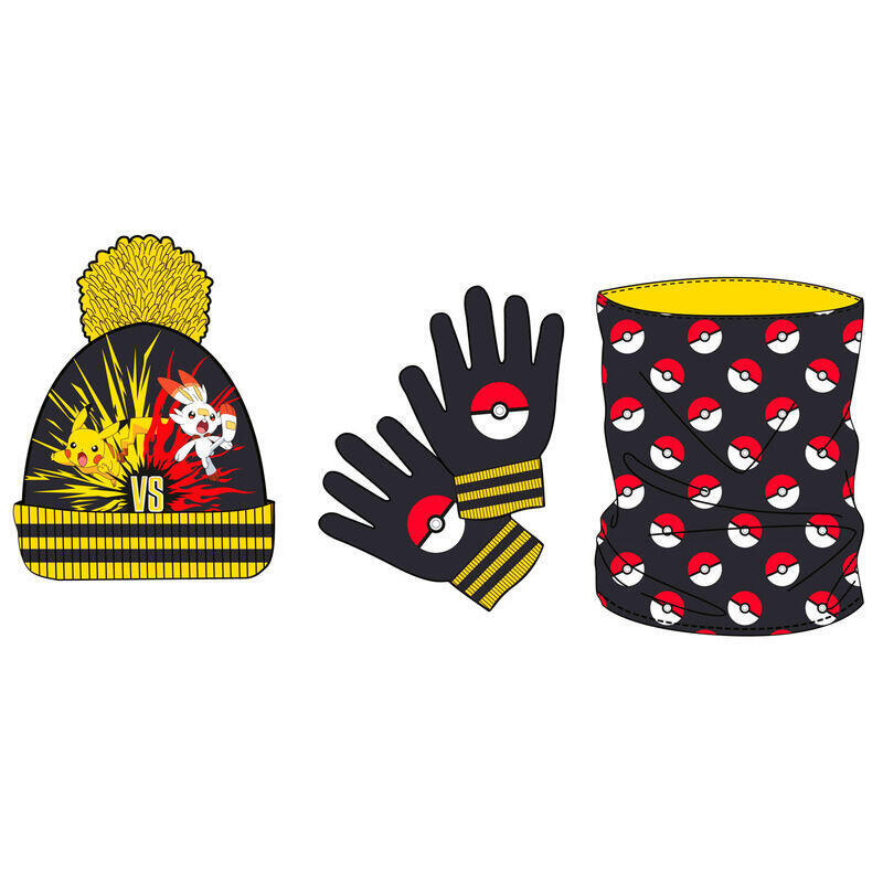 Set Gorro Braga Cuello And Gloves Pokemon