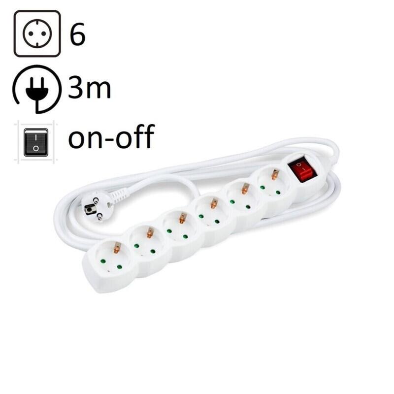 Technik Power Strip Power 6 Plugs 3,0M 16A White + Switch