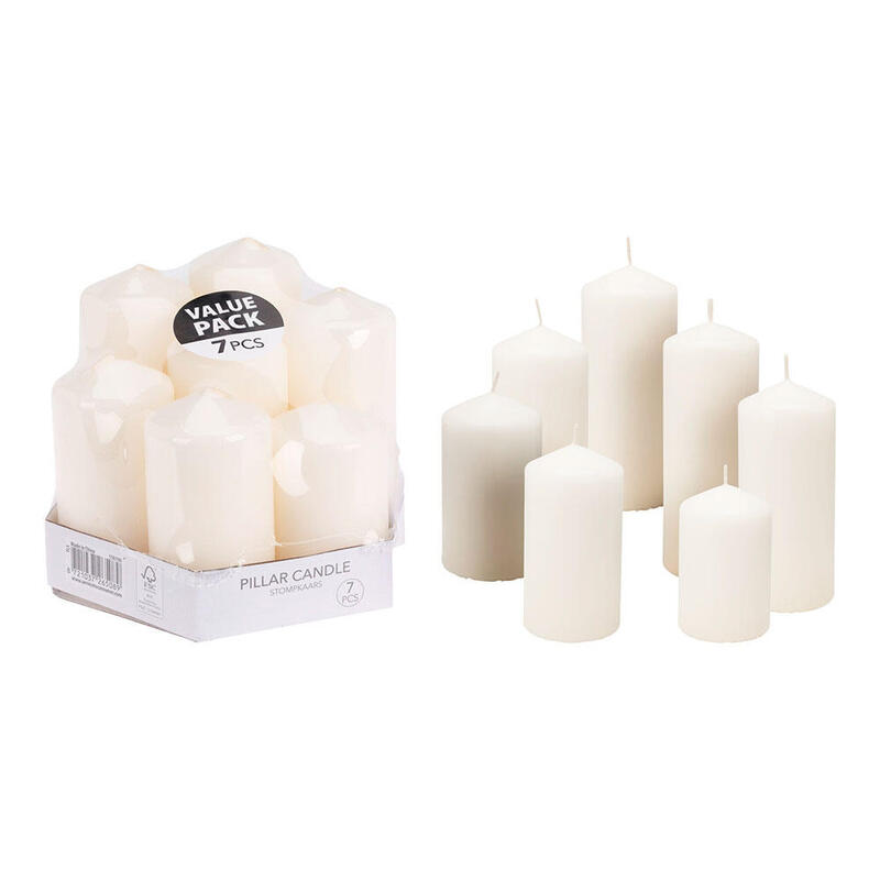 Candles Blancas Ø55MM Con Diferentes Alturas, 7 Unidades