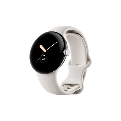 Google Watch Pixel Watch LTE 41MM Polished Silver Case With Sport Band - Chalk — image 1