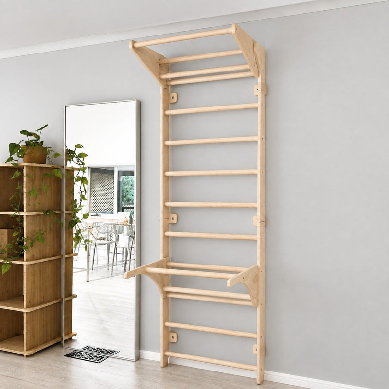 Swedish Ladder with Pull-Up Bar and Dips Bar